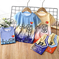 新款中国风儿童运动套装童装男童女童短袖T恤两件套