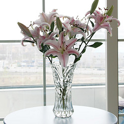 締晶 歐式水晶玻璃花瓶輕奢家居客廳擺件水培百合富貴竹插花瓶花器裝飾 白菜水晶花瓶-高約28CM