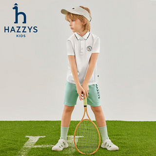 哈吉斯（HAZZYS）品牌童装男童T恤2024夏季舒适弹力排汗撞色休闲短袖POLO衫 浅青柠 145cm