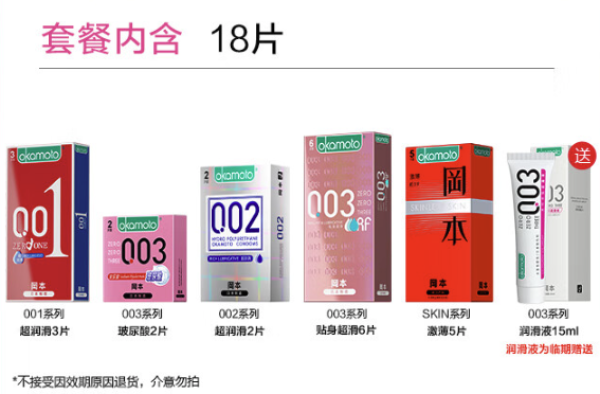 冈本安全避孕_OKAMOTO 冈本 数字系列体验“馆” 安全套套装 18只(套装含001+002+新品003)多少钱-什么值得买
