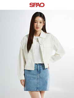 SPAO韩国同款2024年春夏女士时尚纯色防风夹克外套SPJJE24G01 白色 160/84A/S