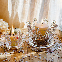 JUHAN 掬涵 水晶皇冠玻璃烛台氛围感创意王冠复古欧式首饰架轻奢装饰摆件