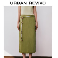 URBAN REVIVO 女装时尚薄荷曼波风后拉链开衩半裙UWH840079 黄绿 XS