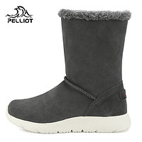 PELLIOT 伯希和 雪地靴女冬季防滑加厚保暖滑雪登山中筒靴子 深灰色 37