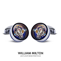 William Milton 永恒陀飛輪袖扣男士輕奢配飾送男生老公法式袖扣釘定制禮物禮盒裝 琺瑯藍底