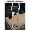 URBAN REVIVO 女士时髦复古辣妹牛仔短裤 UWG840165 正黑 25