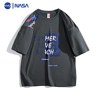 NASAMITOO 联名字母短袖T恤男士2023夏季新款韩版潮宽松休闲上衣 灰色 L