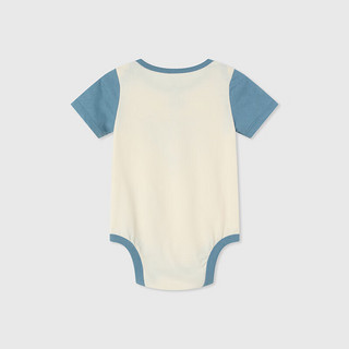 Gap婴儿2024夏季logo撞色印花短袖连体衣儿童装包屁衣505583 米色 73cm(6-9月) 亚洲尺码