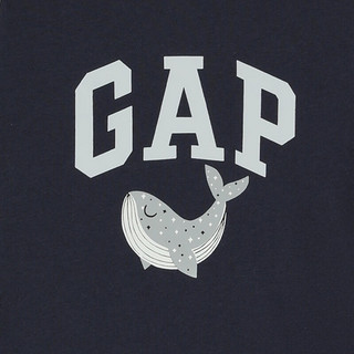 Gap婴儿2024夏季logo撞色印花短袖连体衣儿童装包屁衣505583 海军蓝 90cm(18-24月) 亚洲尺码