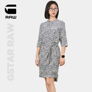 G-STAR RAW2024黑白斑马纹连衣裙港风法式中长款夏季复古七分袖D24272 黑白水纹 S