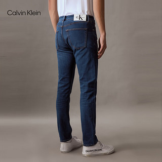 Calvin Klein Jeans24春夏男士含桑蚕丝ck中蓝水洗楔形锥形牛仔裤J326627 1A4-牛仔深蓝 28