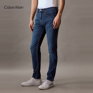 Calvin Klein Jeans24春夏男士含桑蚕丝ck中蓝水洗楔形锥形牛仔裤J326627 1A4-牛仔深蓝 28