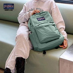 JANSPORT 杰斯伯 双肩包男背书包女休闲校园电脑包 4QUE96D橄榄绿