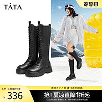 TATA 他她 奥莱厚底高筒骑士靴长筒靴女加绒长靴冬季新款W3QA2DG2