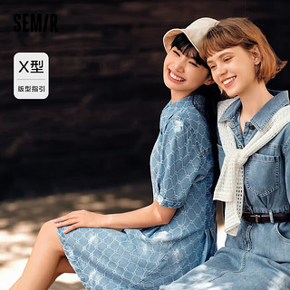 森马（Semir）森柔牛仔|牛仔连衣裙女夏季2024港风中长裙复古 牛仔浅中蓝88601 150/76A/XS