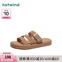 热风 hotwind【商场同款】软木拖沙滩度假勃肯外穿一字拖时尚复古24夏新女 02棕色 40 正码