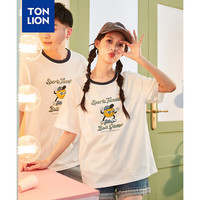 唐狮 TONLION2024夏季新款情侣前胸印花撞色圆领短袖T恤
