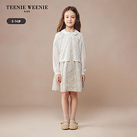 Teenie Weenie Kids小熊童装24夏季新款女童刺绣镂空长袖开衫毛衣 象牙白 110cm