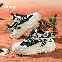 Jeep 吉普 儿童休闲运动鞋2024春季软底防滑6-12岁男童鞋子 米黑35 35（适合脚长21.2cm）