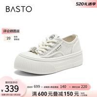 百思图2024夏季新款时尚运动休闲帆布鞋厚底女休闲鞋B3083BM4