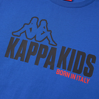 Kappa Kids卡帕男童短袖T恤纯棉2024夏季休闲透气夏装纯色宽松儿童上衣 宝蓝色 薄款  120