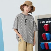 Kappa KidsKappa儿童潮牌时尚短袖T新款2024春纯棉大童T恤男女通用款   浅灰色 1