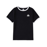 Kappa Kids卡帕童装2024年夏季女童短袖T恤宽松休闲透气中大童儿童短袖 黑色 薄款  130