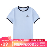 Kappa Kids卡帕童装2024年夏季女童短袖T恤宽松休闲透气中大童儿童短袖 浅蓝色 薄款  160