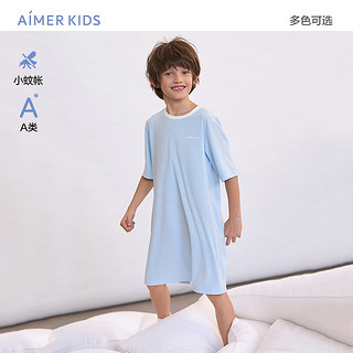 爱慕儿童（AIMER KIDS）夏季A类轻薄柔软顺滑儿童防蚊睡袋睡眠衣男女童短袖裙式睡袋 男-蓝AK245E341 100