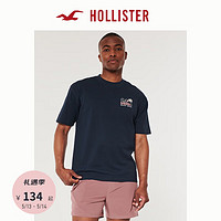 HOLLISTER 24春夏美式宽松短款短袖T恤 男女装 KI323-4106 海军蓝 XL (180/116A)