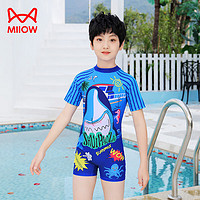 Miiow 猫人 儿童泳衣 防晒速干泳装连体 (配泳帽)