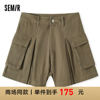 森马（Semir）[商场同款]休闲裤女时尚潮流工装裤个性2024夏季新款纯棉短裤 绿色调00444