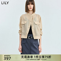 LILY 2024夏季新品轻盈微光感不对称设计莫代尔工装风薄款短外套女