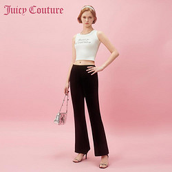 Juicy Couture 橘滋 经典Logo金属牌丝绒微喇修身长裤