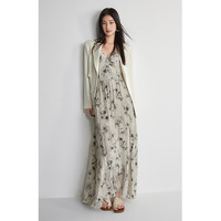 欧时力 印花碎花吊带连衣裙2024春夏长款法式田园风 卡其 S