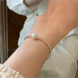 KOSE 高絲 韓國小眾設計感碎銀子珍珠手鏈 項鏈輕奢簡約百搭細款鎖骨鏈頸鏈