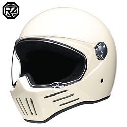 ORZ 复古摩托车头盔男女巡航全盔幽灵骑士个性四季可装蓝牙3C认证 乳白色（3C款） M