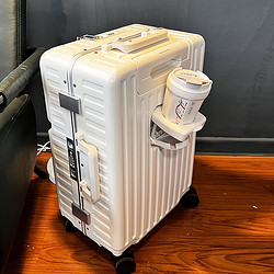 WORLD GEOGRAPHY 世界地理 多功能行李箱男女前開蓋鋁框拉桿箱子旅行密碼箱 星河藍 20英寸 -登機箱