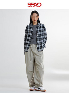 SPAO韩国同款2024年春季女士时尚纯色棉质休闲裤SPTCE25G01 黑色 170/74A/L