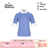 薇薇安·威斯特伍德(Vivienne Westwood)2024春夏 女士拼色纯棉短袖衬衫 西太后 蓝色 38