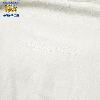 Skechers斯凯奇童装女童针织圆领短袖舒适透气儿童运动休闲T恤P224G013 信风灰/02N6 140cm