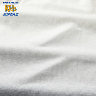 Skechers斯凯奇童装女童针织圆领短袖舒适透气儿童运动休闲T恤P224G013 信风灰/02N6 150cm
