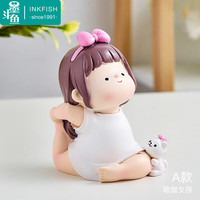 墨斗鱼 瑜伽女孩摆件女生生日礼物送女友闺蜜装饰摆件瑜伽小萌妹-A款0741