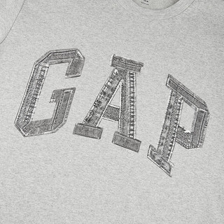 Gap 盖璞 男女款拼接字母logo短袖T恤 466766 灰色 L