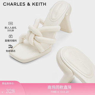 CHARLES&KEITH24春新品方头交叉绕绳高跟时装凉拖鞋CK1-60280432
