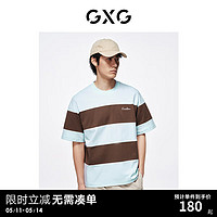 GXG男装    条纹拼接宽松休闲圆领短袖T恤男士上衣 24年夏季 条纹 170/M