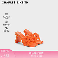 CHARLES&KEITH24春方头交叉绕绳高跟时装凉拖鞋CK1-60280432 Orange橙色 39