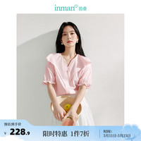 茵曼（INMAN）荷叶边翻领衬衫2024夏季女装新款通勤宽松短袖显瘦衬衣上衣