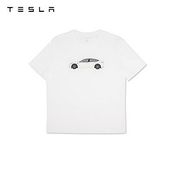 TESLA 特斯拉 白色model3針織T恤衫剪裁立體合身質感舒適純棉半袖