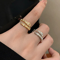 Trendolla 閃鉆靈蛇形戒指女ins輕奢小眾銀色開口指環高級質感簡約百搭潮酷